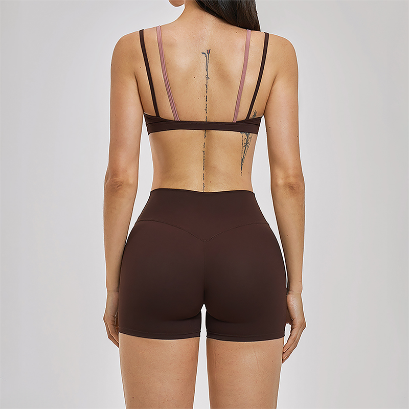 Naked and beautiful back bra + quick drying shorts 2-piece set