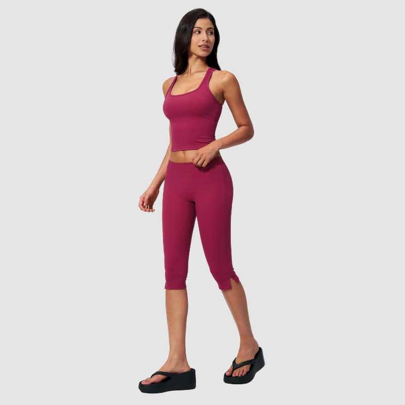 Wholesale Women's I-shape back Vest + Mid-Length Shorts Set - Butt-Lifting Yoga Gym Activewear