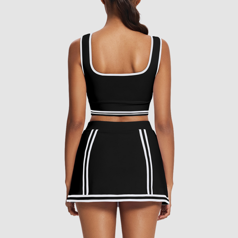 Wholesale contrast color tennis skirt set and safety shorts