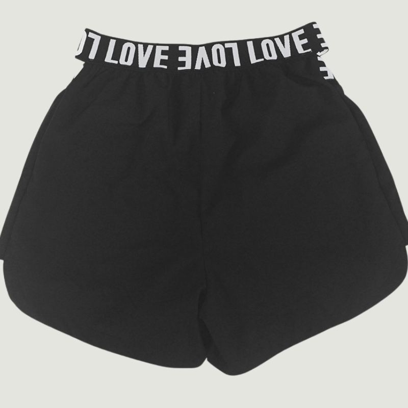 Wholesale Women's Quick-Dry Letter Waistband Yoga Shorts – Anti-Exposure Lined Running Sports Shorts with Pockets