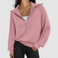 Wholesale Half-Zip Stand Collar Solid Color Sweatshirt