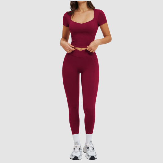 Wholesale solid color T-shirt + high-waisted | Wonderxfans bulk activewear