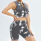 Women's tie-dye yoga tank top + shorts two-piece set