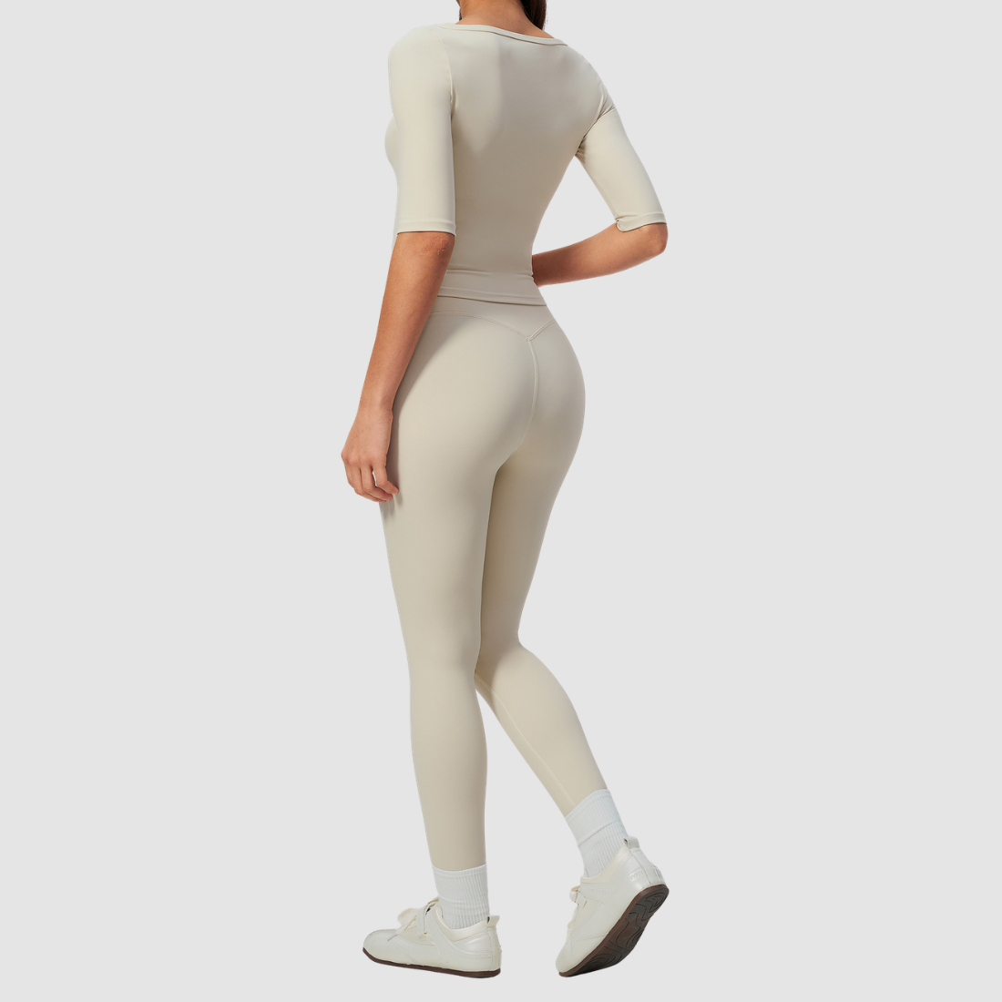 Wholesale Women’s Mid-Sleeve Top & High-Waist Leggings Yoga Set