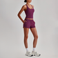 Wholesale Naked-Feel Racerback Sports Bra & High-Waist Biker Shorts Set – Sculpting Yoga 2-Piece