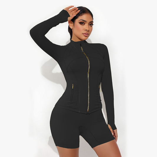 Ringumento Nude Running Fitness Stand Collar Sports Sports y set corto