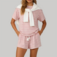 Wholesale Women's Striped Short Sleeve Shorts Set – Lightweight Casual Two-Piece
