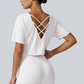 Wholesale Women's Open-Back Short Sleeve T-Shirt - Pilates Bare-Feel Fitness Top
