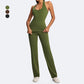 Classic halter-neck open-back tank top + loose-fitting pants 2-piece set