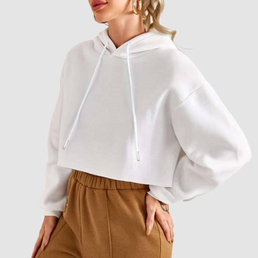 Wholesale solid color cropped drawstring hoodie | Wonderxfans bulk activewear