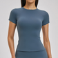 Wholesale short sleeved round neck slim fit waist T-shirt