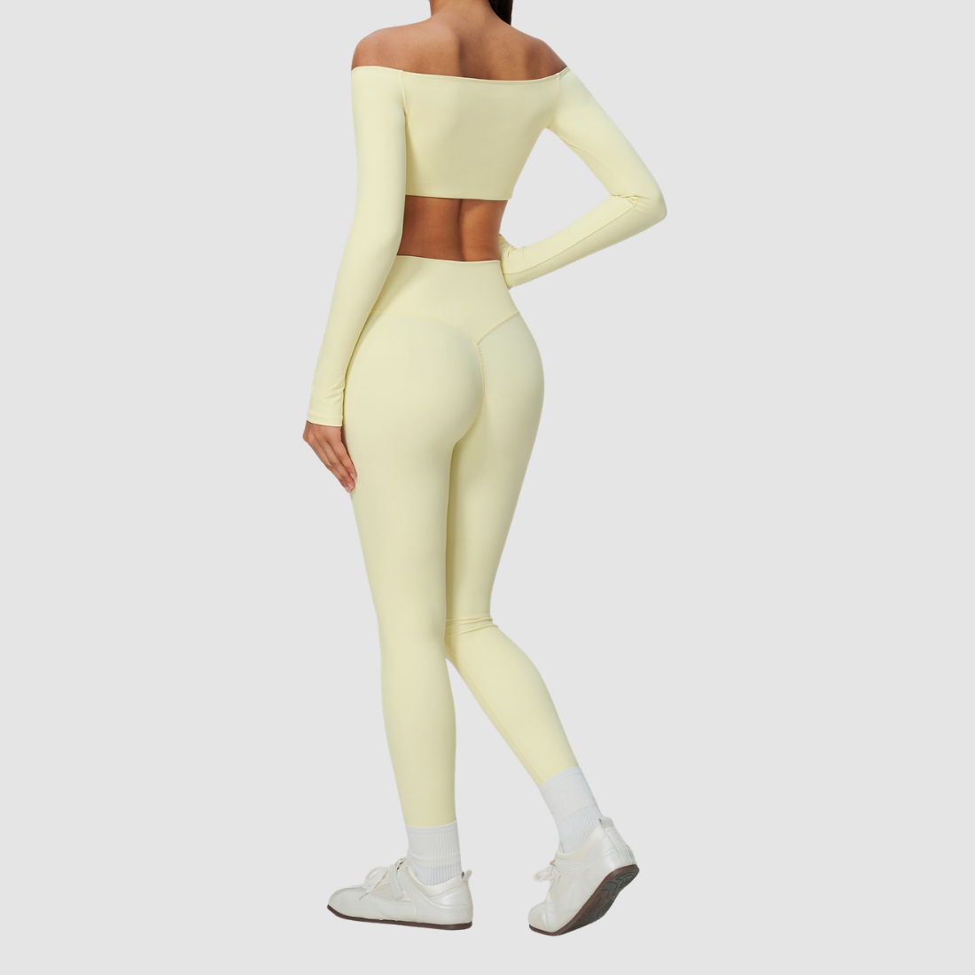 Wholesale Women's One-Shoulder Long-Sleeve Top+Yoga Leggings Set