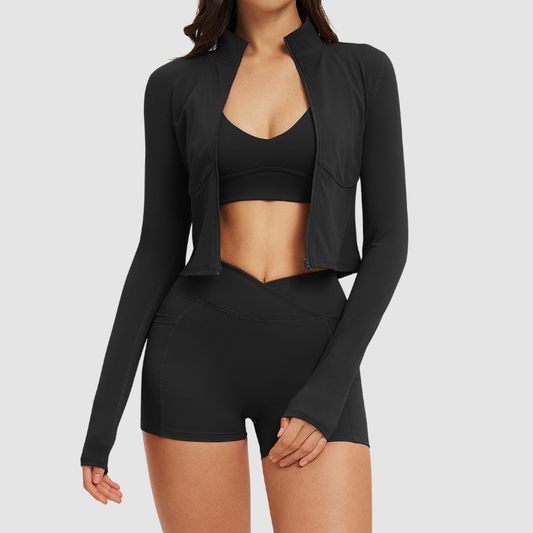 Wholesale Women's front-zip cardigan long-sleeved jacket | Wonderxfans bulk activewear