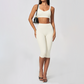 Wholesale Women's Colorblock Brushed Yoga Set: Sports Bra & Biker Shorts