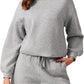 Round neck loose casual sweatshirt+Loose-fitting athletic shorts 2-piece set