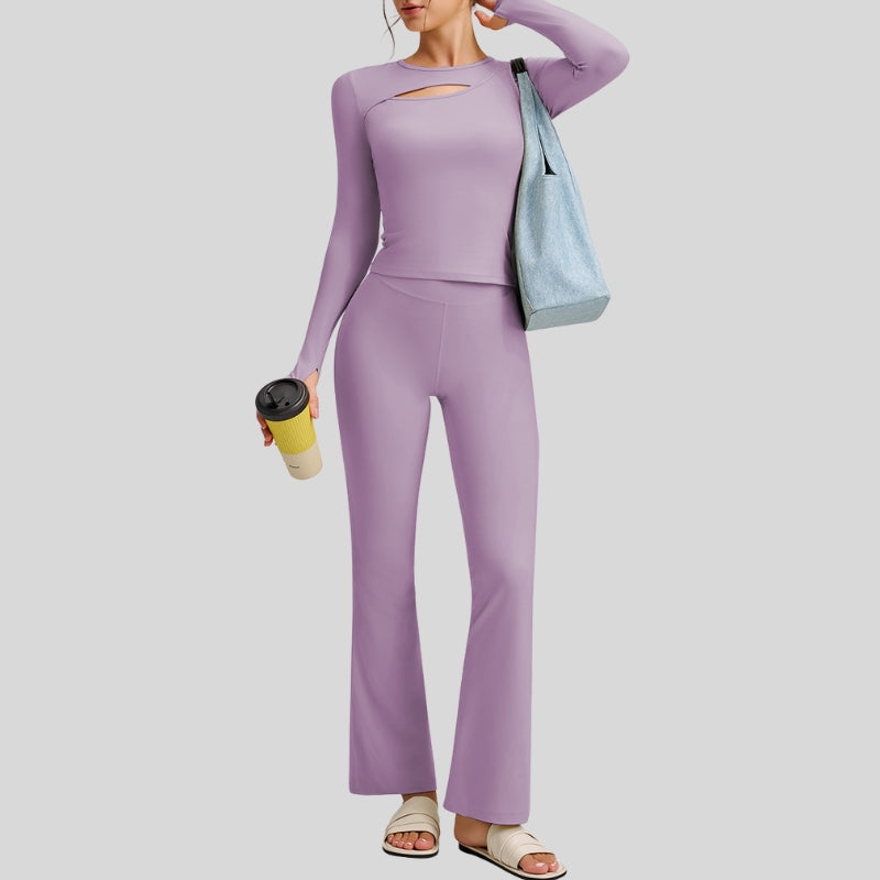 Naked Feel Long Sleeve Top + Flare Pants 2-piece set