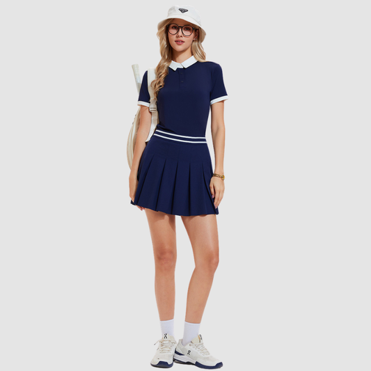 Wholesale Women's POLO Short Sleeve Pleated Skirt Set – 2-Piece Golf Tennis Athletic Outfit