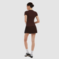 Wholesale Women's V-Neck Open-Back Short Sleeve Top & Pleated Skirt Set