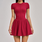 Solid Half Zipper Pleated Anti-Exposure Tennis Dress