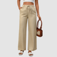 Wholesale solid color high-waisted cotton and linen wide-leg pants