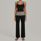 Wholesale Women's Retro Print Yoga Fake Two-Piece Vest+Flared-Leg Pants Set