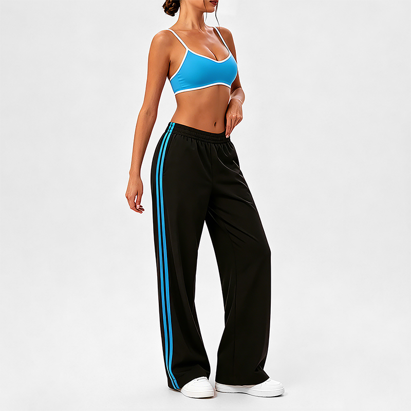 Wholesale Contrasting bra with removable pads+High-waisted pants set (Pre-sale)