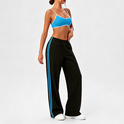 Wholesale Contrasting bra with removable pads+High-waisted pants set (Pre-sale)