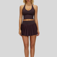 Removable Bra Pad Tank top+Anti-exposure design pleated skirt 2-piece set