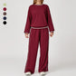 Contrasting Color long sleeve Sweatshirt + loose Sweatpants 2 pieces set