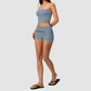 Wholesale Women's Stripe Bandeau Tank & Shorts Yoga Set