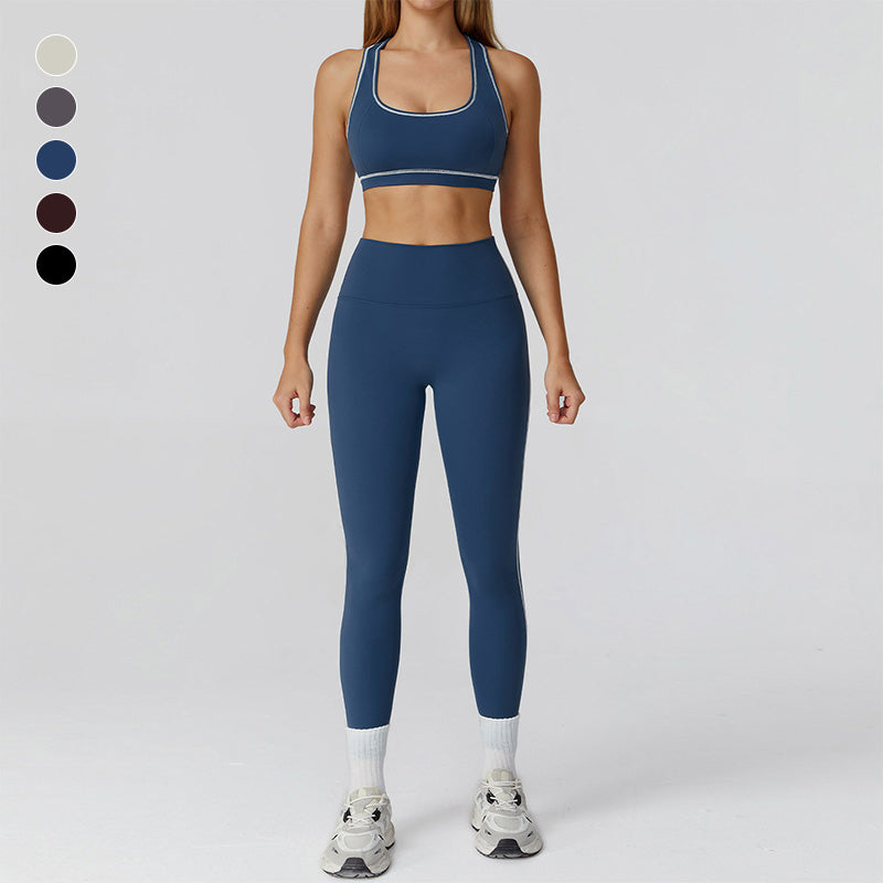 Racerback Sports Bra + Leggings de cintura alta set de 2 piezas