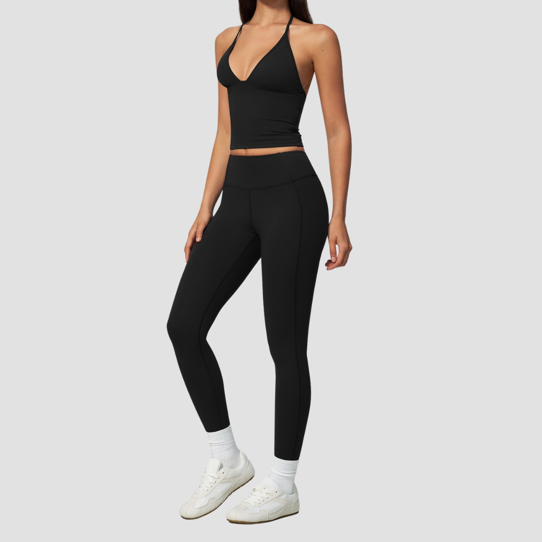 Wholesale Women's Deep-V Sleeveless Vest + Long Pants Yoga Set