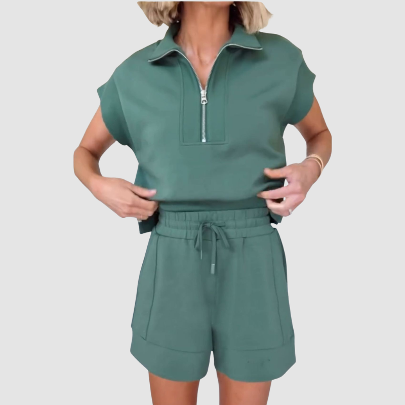 Wholesale short sleeved sweatshirt+loose shorts 2-piece | Wonderxfans bulk activewear