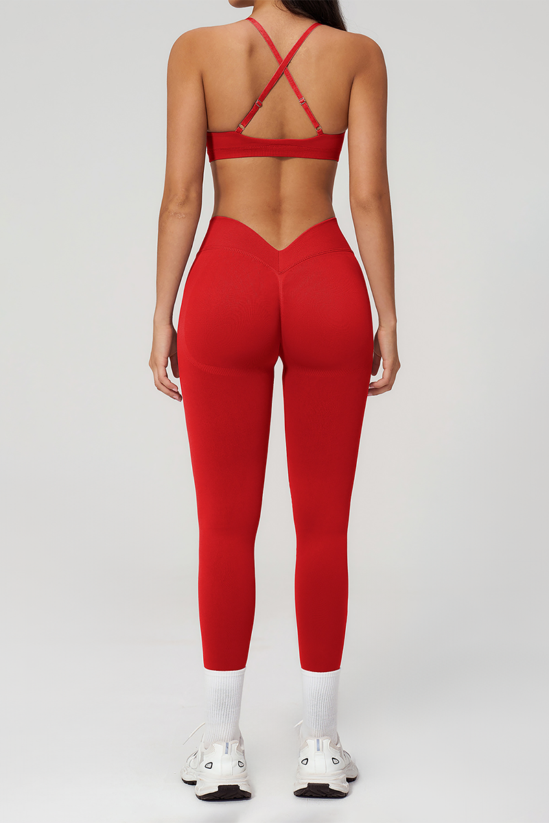 Wholesale Seamless Cross-Back Sports Bra & High-Waist Leggings Set – Naked-Feel Yoga 2-Piece