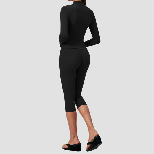 Wholesale Women Slimming Zipper Fitness High Waist Tummy Control Yoga Sports Three-Piece Set
