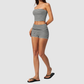 Wholesale Women's Stripe Bandeau Tank & Shorts Yoga Set