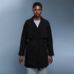 Belted mid-length trench coat for women