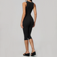 Wholesale Women's Bare-Feel Square Neck Yoga Jumpsuit with Chest Pad & Capri Shorts