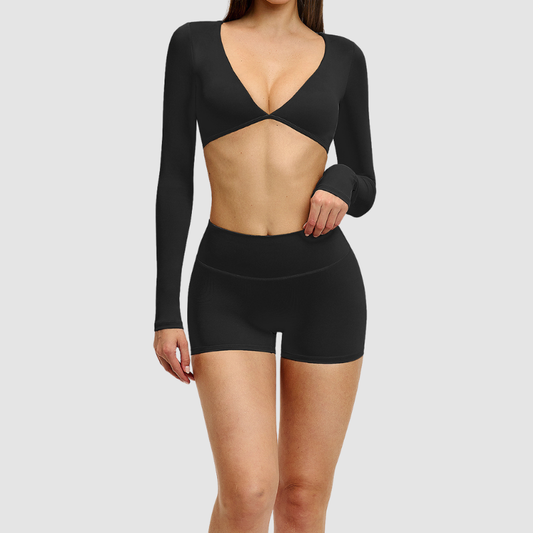 Wholesale Slim-fitting long-sleeved top + tight-fitting | Wonderxfans bulk activewear