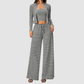 Wholesale Women's Stripe Yoga Bra & Wide-Leg Pants & Jacket 3-Piece Set