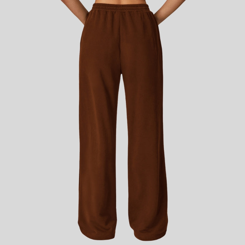 High-waisted wide-leg casual straight-leg pants