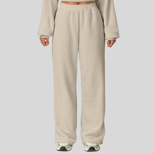 High-waisted wide-leg casual straight-leg pants