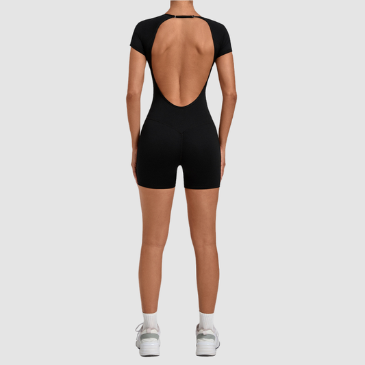 Wholesale Women's Open-Back Adjustable Yoga Bodysuit – Slim-Fit Butt-Lifting Short Romper
