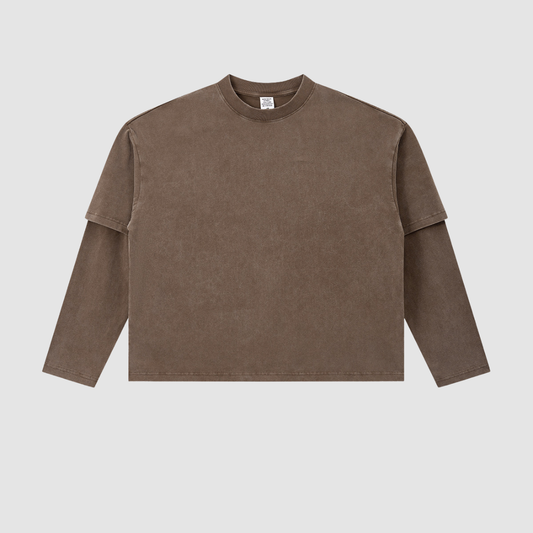 Wholesale Men’s Washed Double-Sleeve Long-Sleeve T-Shirt