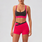 Wholesale Women's Color Block Cross-Back Sports Bra & Sport Short Set (Pre-sale)