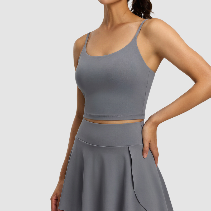 Wholesale padded tank top + anti-exposure skirt