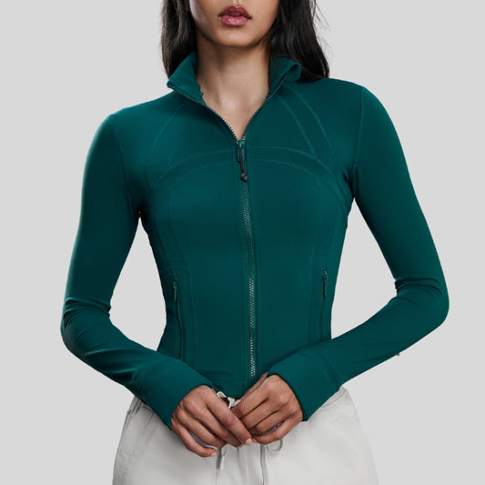 Stand Collar Full Zipper Long Sleeve Sports Jacket