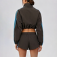 Wholesale Zebra striped zip-up long-sleeved jacket + high-waisted athletic shorts (Pre-sale)