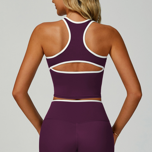 Wholesale Women's Color-Block Open-Back Sports Vest – Seamless Cutout Activewear