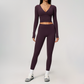 Wholesale Women's Cream-Feel Fleece Long Sleeve Top & High-Waist Leggings Set